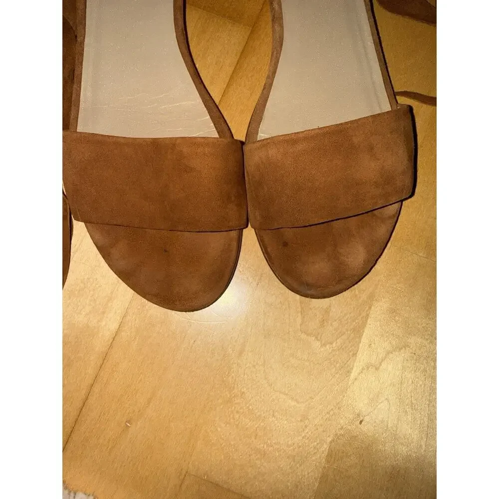 STUART WEITZMAN Brown Suede Corbata Ankle Wrap Sandal Flat 11